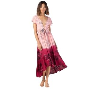 Tiare Hawaii Women's Blake Maxi Dress Pink Maroon Leo Ombre One Size (2-12)